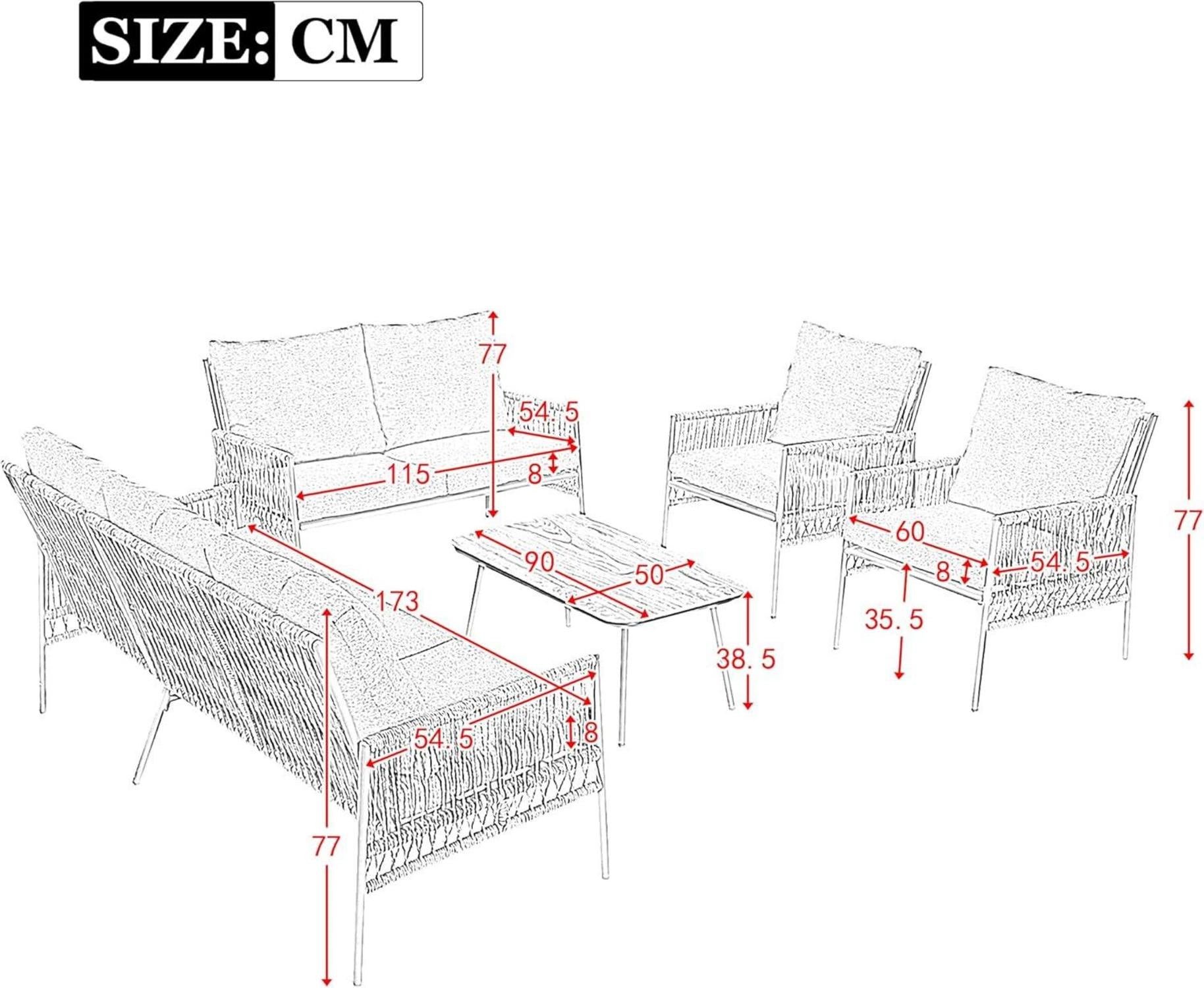 Gartenmöbel Sitzgruppe Rattan Lounge für 7 Personen Beige