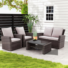 Rattan Gartenmöbel Set wetterfestes PE-Rattan Couchtisch und Kissen