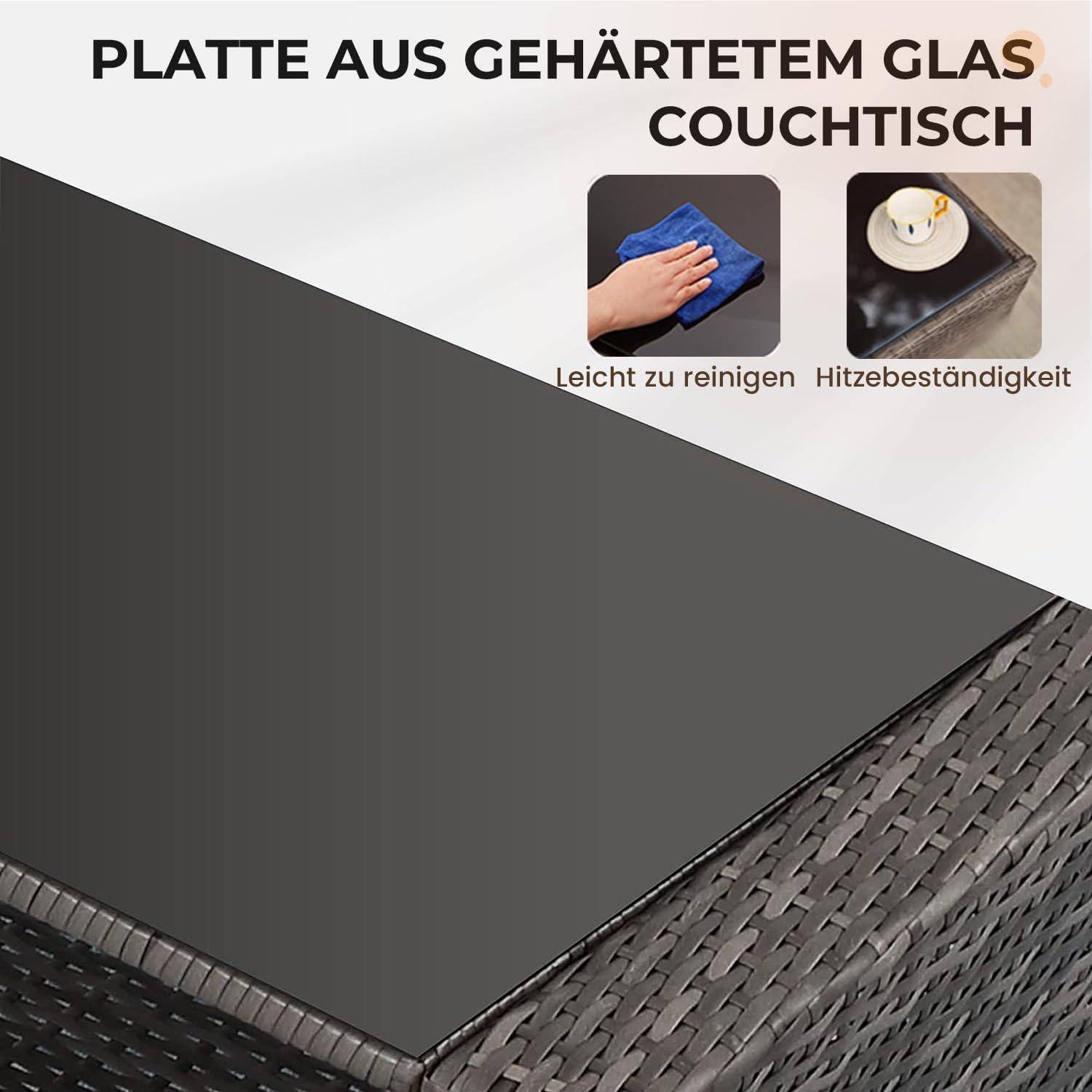 Rattan Gartenmöbel Set 4-teilig wetterfestes PE-Rattan grau