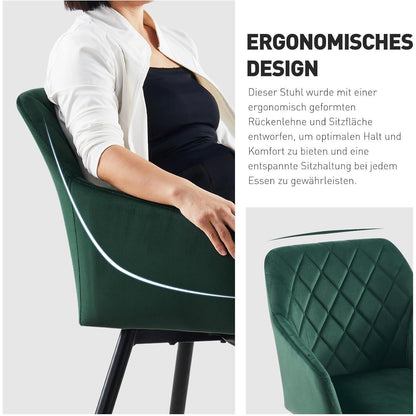 Drehbarer Samt Esszimmerstuhl Set (2x) – Grün