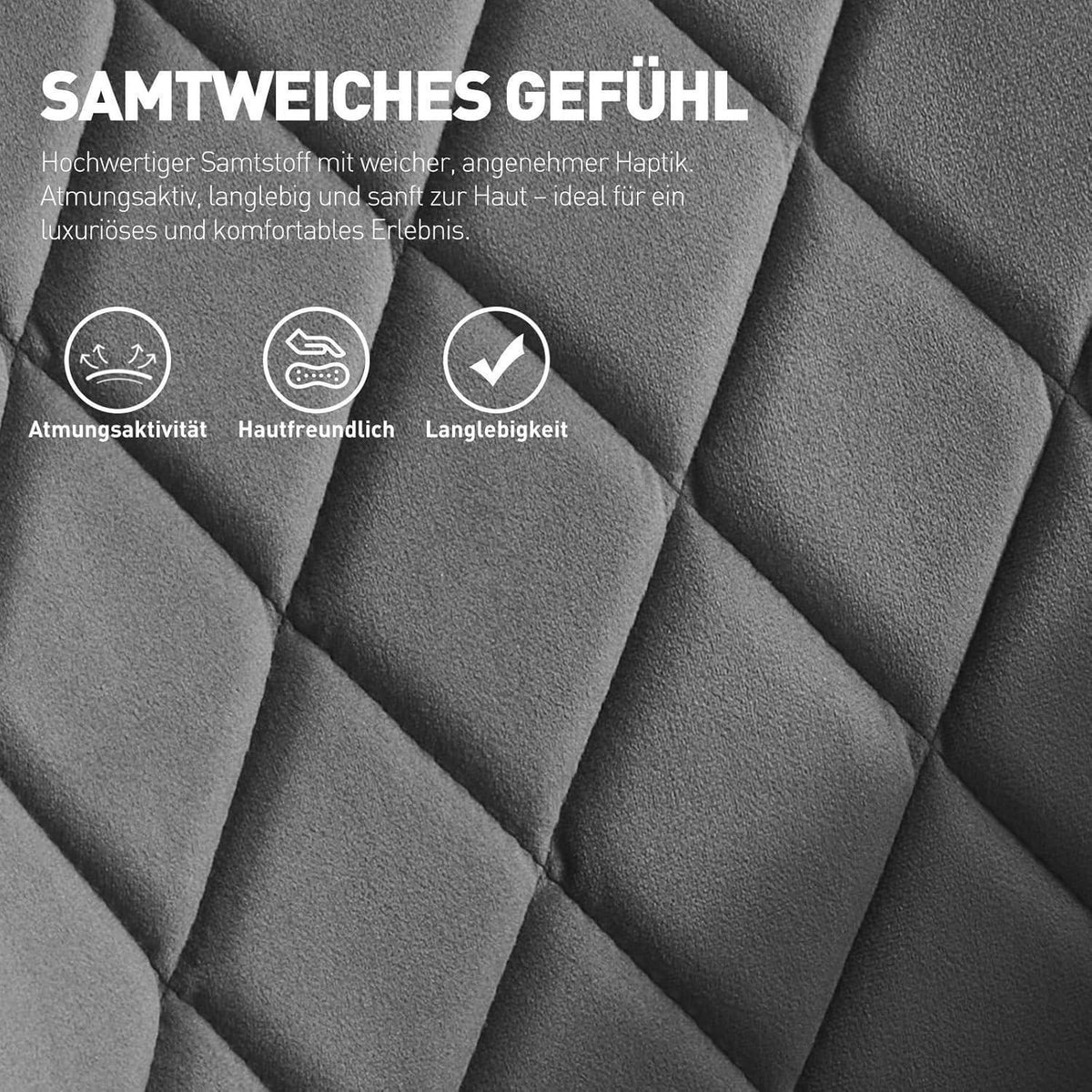 Drehbarer Samt Esszimmerstuhl mit Armlehnen - 2er Set Grau