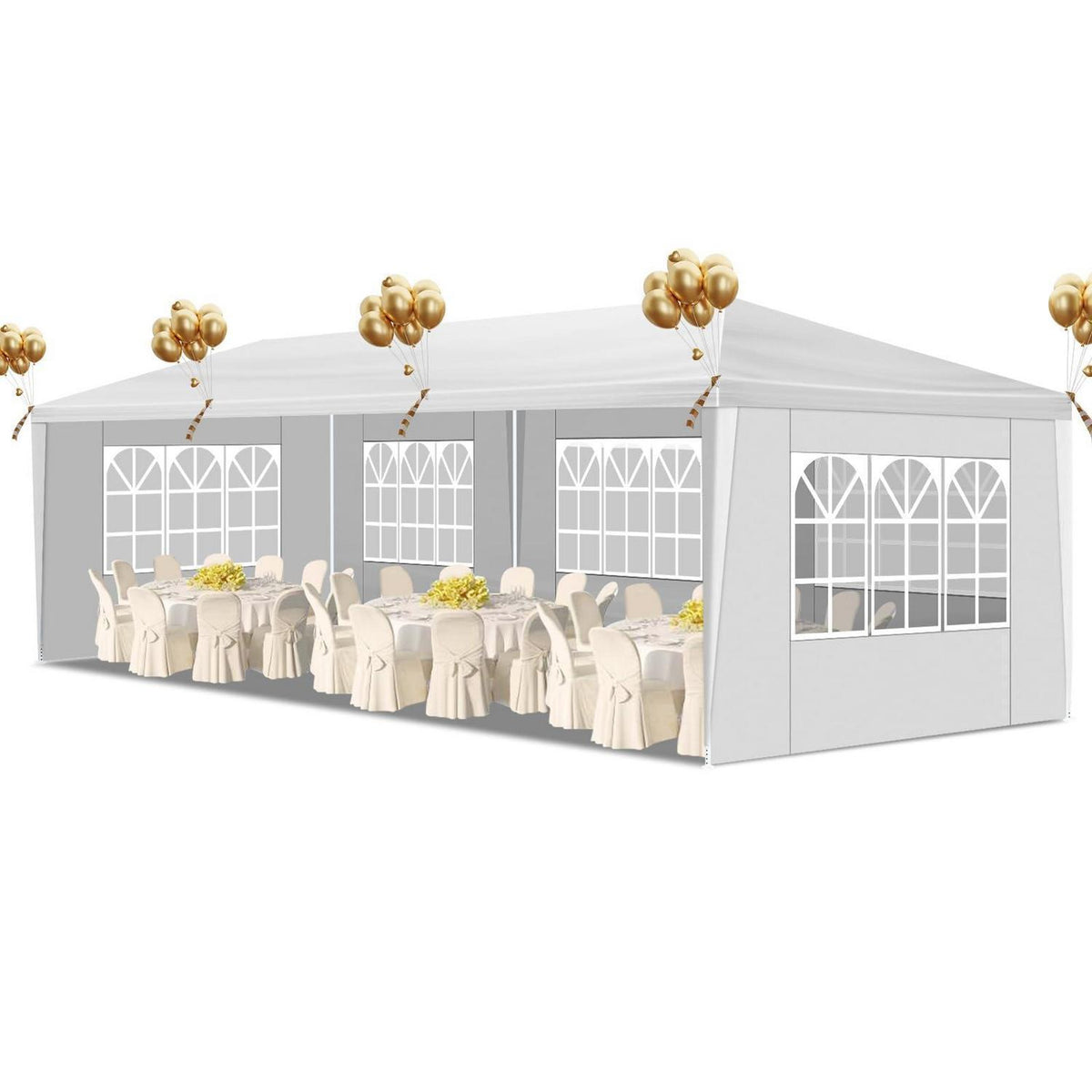 Faltbarer Gartenpavillon 3x9m – Wasserdichtes Partyzelt mit Seitenteilen