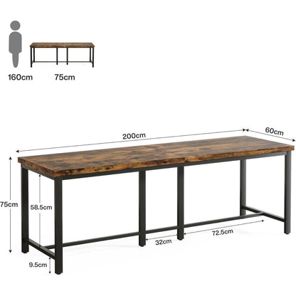 Langer Esstisch für 6-8 Personen | Industrieller Küchentisch Holz Braun
