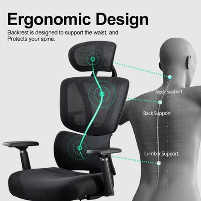 Ergonomischer Bürostuhl 200KG Verstellbare Lendenwirbelstütze Mesh Rückenlehne