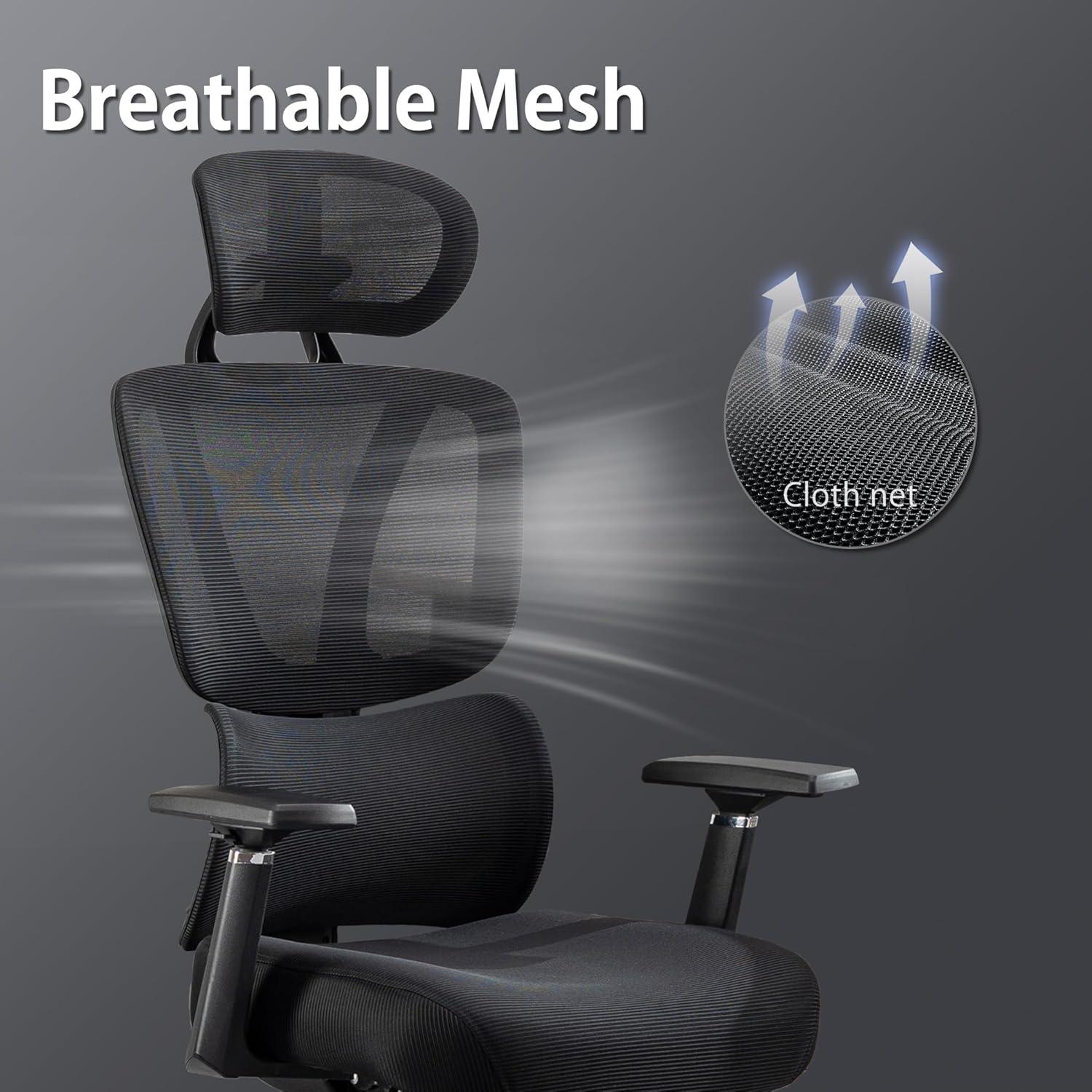 Ergonomischer Bürostuhl 200KG Mesh Rückenlehne verstellbar