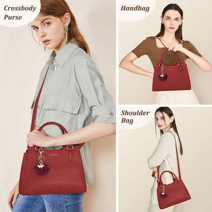 IGOLUMON Handtasche Damen Mittelgroß Leder Henkeltasche Rot