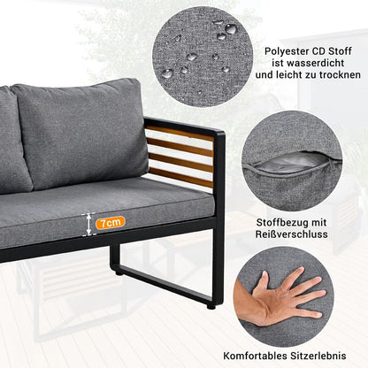 Gartenmöbel Set 4-teilig Lounge mit Sofa Grau
