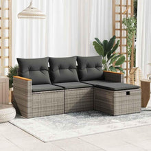 Garten-Sofagarnitur mit Kissen Grau Poly Rattan Set