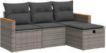 Garten-Sofagarnitur 4-tlg. mit Kissen Poly Rattan Grau