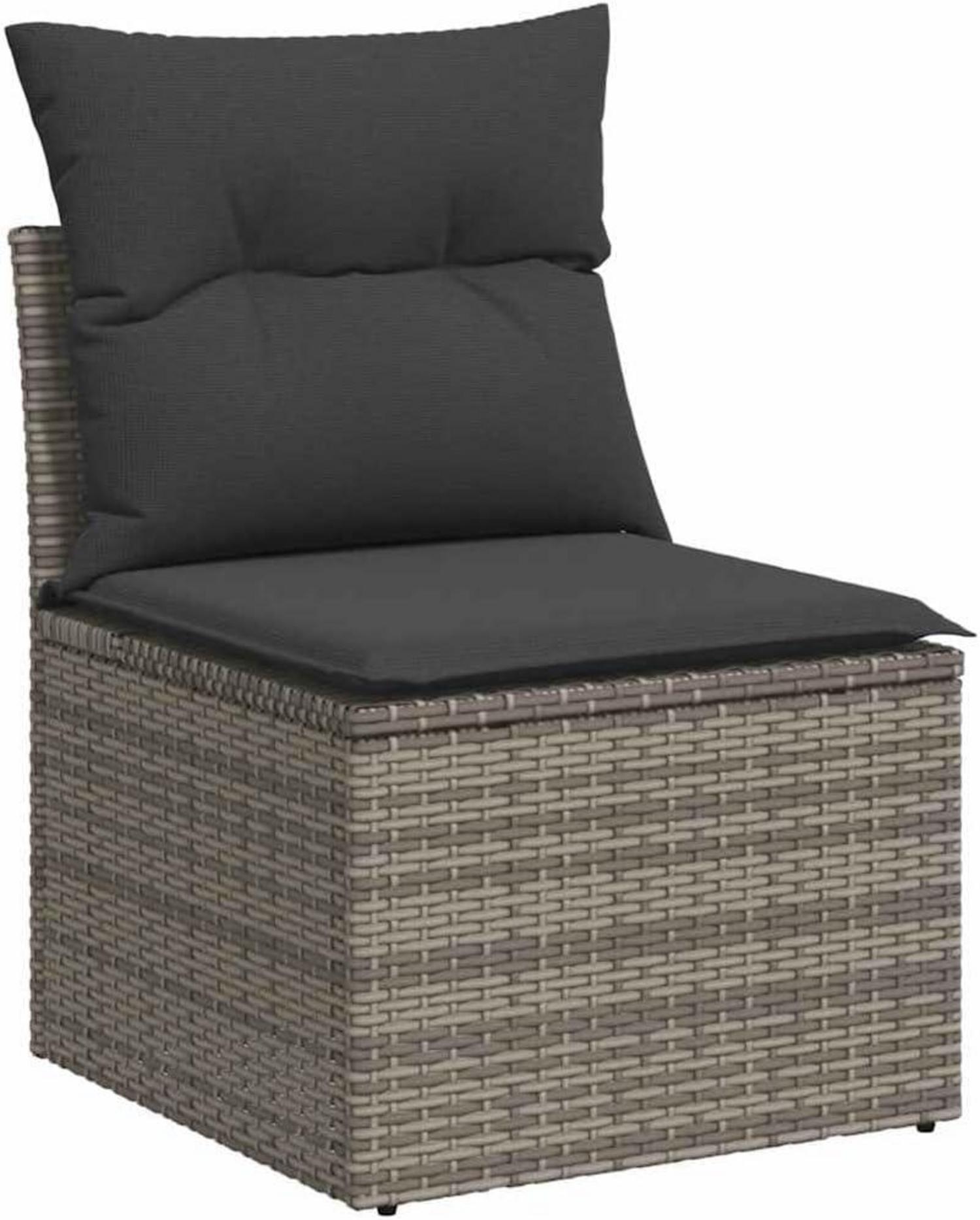 Garten-Sofagarnitur mit Kissen Grau Poly Rattan Set