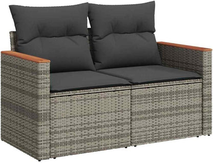 Xichuzi 4-TLG. Garten-Sofagarnitur Grau Poly Rattan mit Kissen