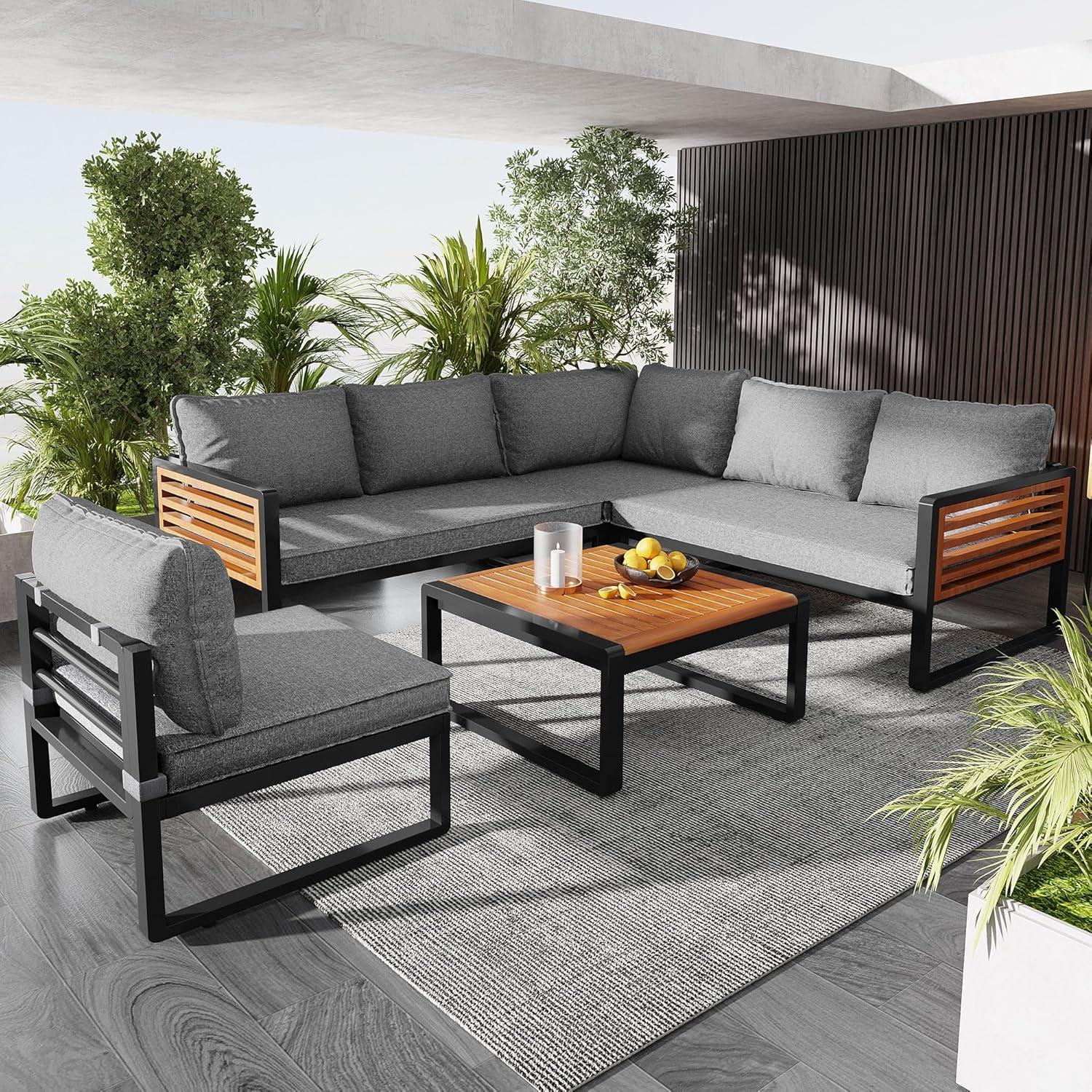 Moderne Gartenmöbel Lounge-Set 5-teilig Grau