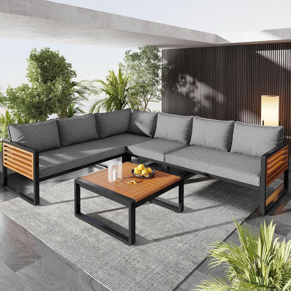 5-teilige Gartenmöbel-Sitzgruppe für 5-6 Personen, Grau