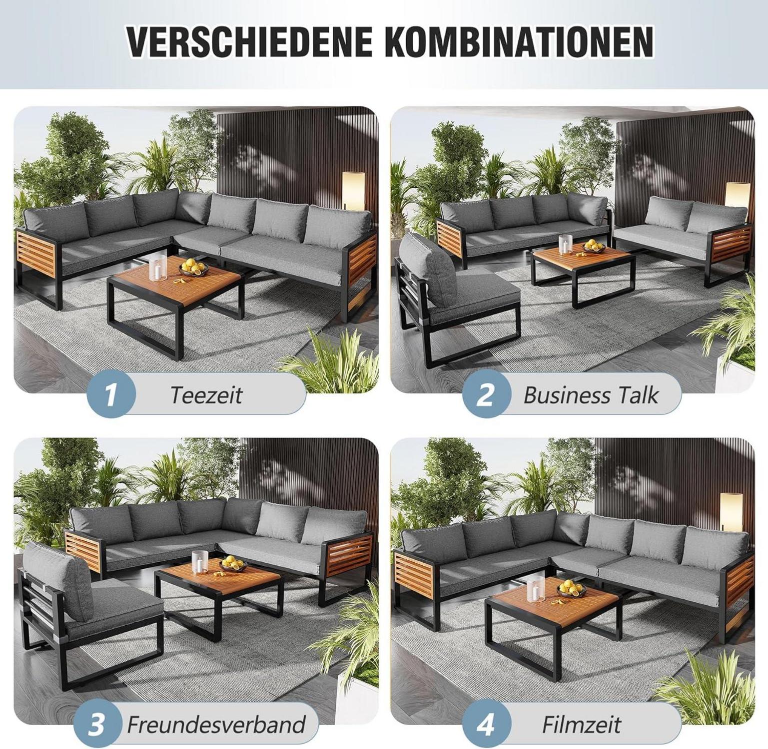 Moderne Gartenmöbel Lounge-Set 5-teilig Grau