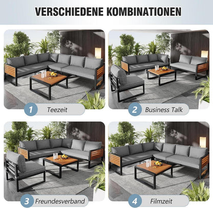 Moderne Gartenmöbel Lounge-Set 5-teilig Grau