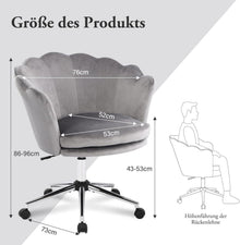 Bürostuhl Samt Höhenverstellbar Drehstuhl Räder Dunkelgrau