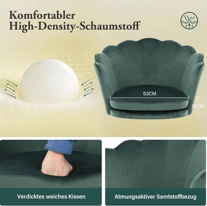 Bürostuhl Höhenverstellbar Samt Drehstuhl Räder Grün Gold