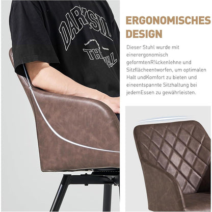 Drehbarer Esszimmerstuhl mit Armlehnen – 2er Set Braun