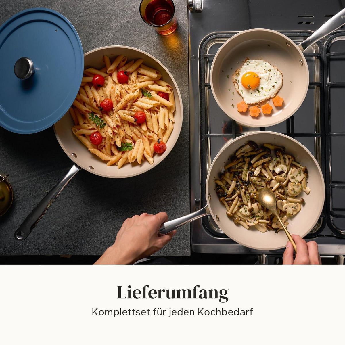 Keramik Pfannenset 20/24/28 cm – Antihaft & Ofenfest