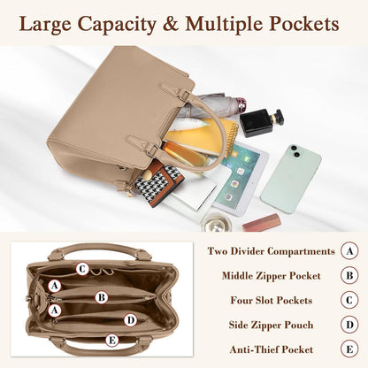 IGOLUMON Damen Mittelgroße Handtasche aus Leder Khaki