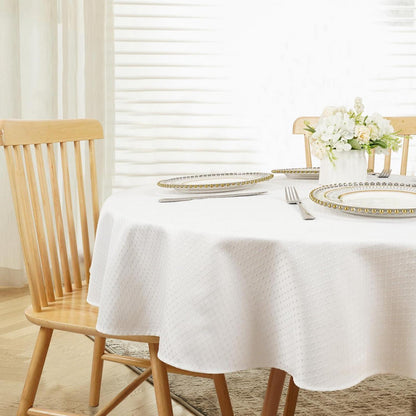 Runde Tischdecke weiß 178 cm – Knitterfrei & Wasserabweisend