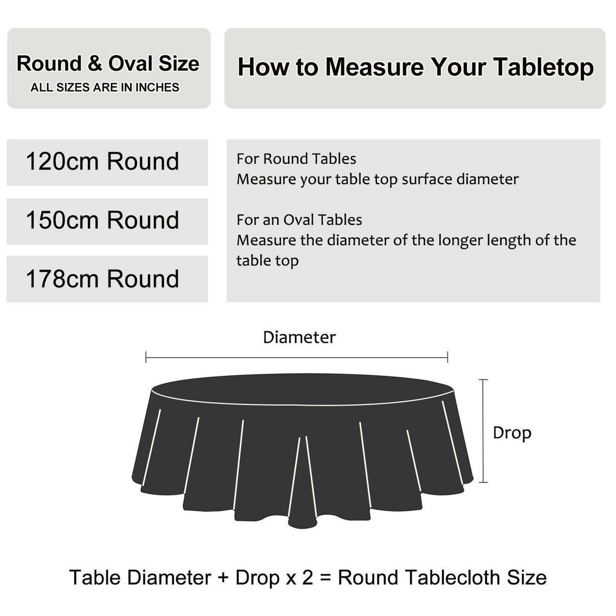 Runde Tischdecke weiß 178 cm – Knitterfrei & Wasserabweisend