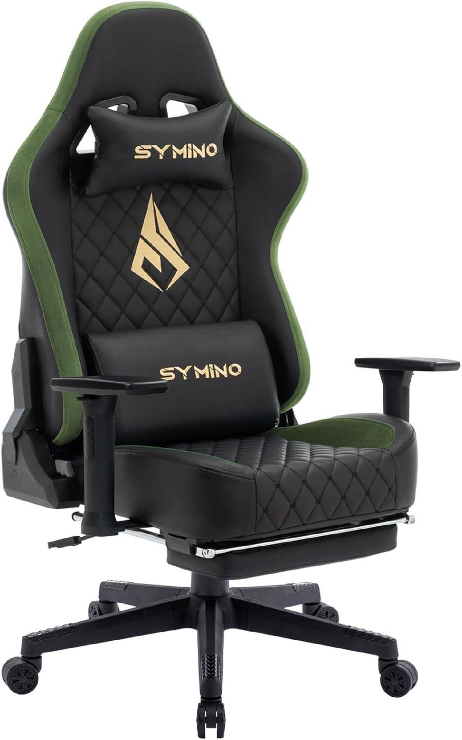 Ergonomischer Gaming Stuhl Vintage PU Leder Armlehnen SchwarzGrün
