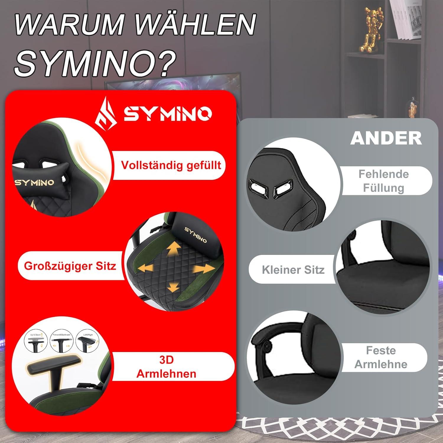 Symino Gaming Stuhl - Ergonomischer Racing Style, 200kg