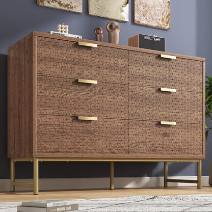 Kommode 6 Schubladen Nussbaum – Modernes Schlafzimmer Möbel