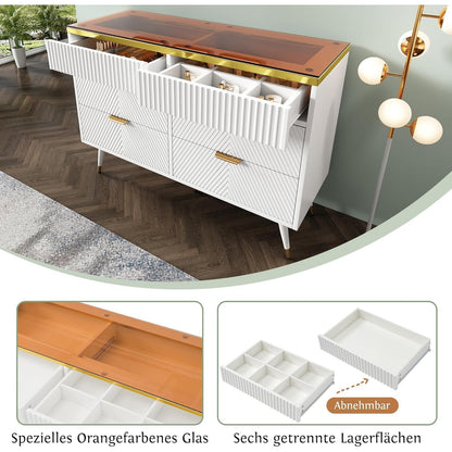 Bernstein Glas Kommode mit 6 Schubladen & Facheinteilung