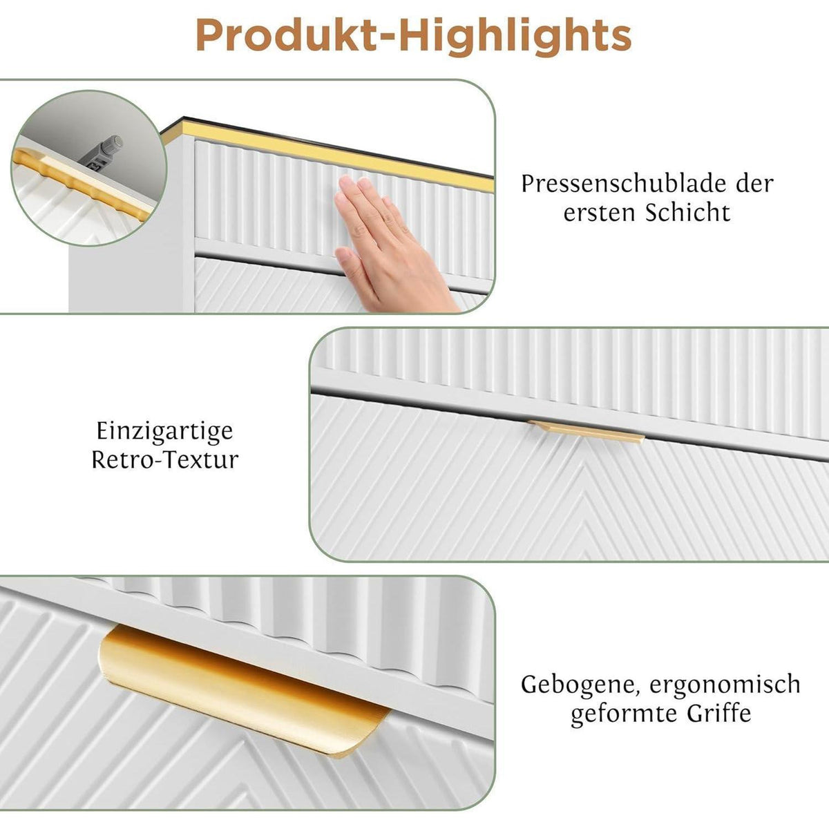 Bernstein Glas Kommode mit 6 Schubladen & Facheinteilung