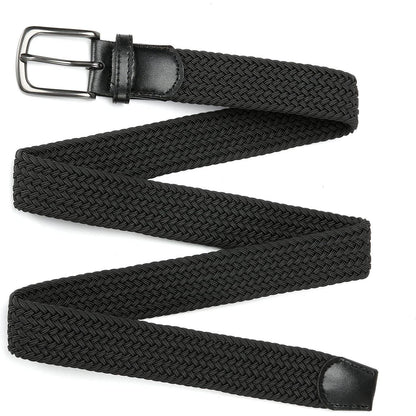 Elastischer Flechtgürtel Herren, Stoff Stretch, lochfrei, 35mm, Schwarz