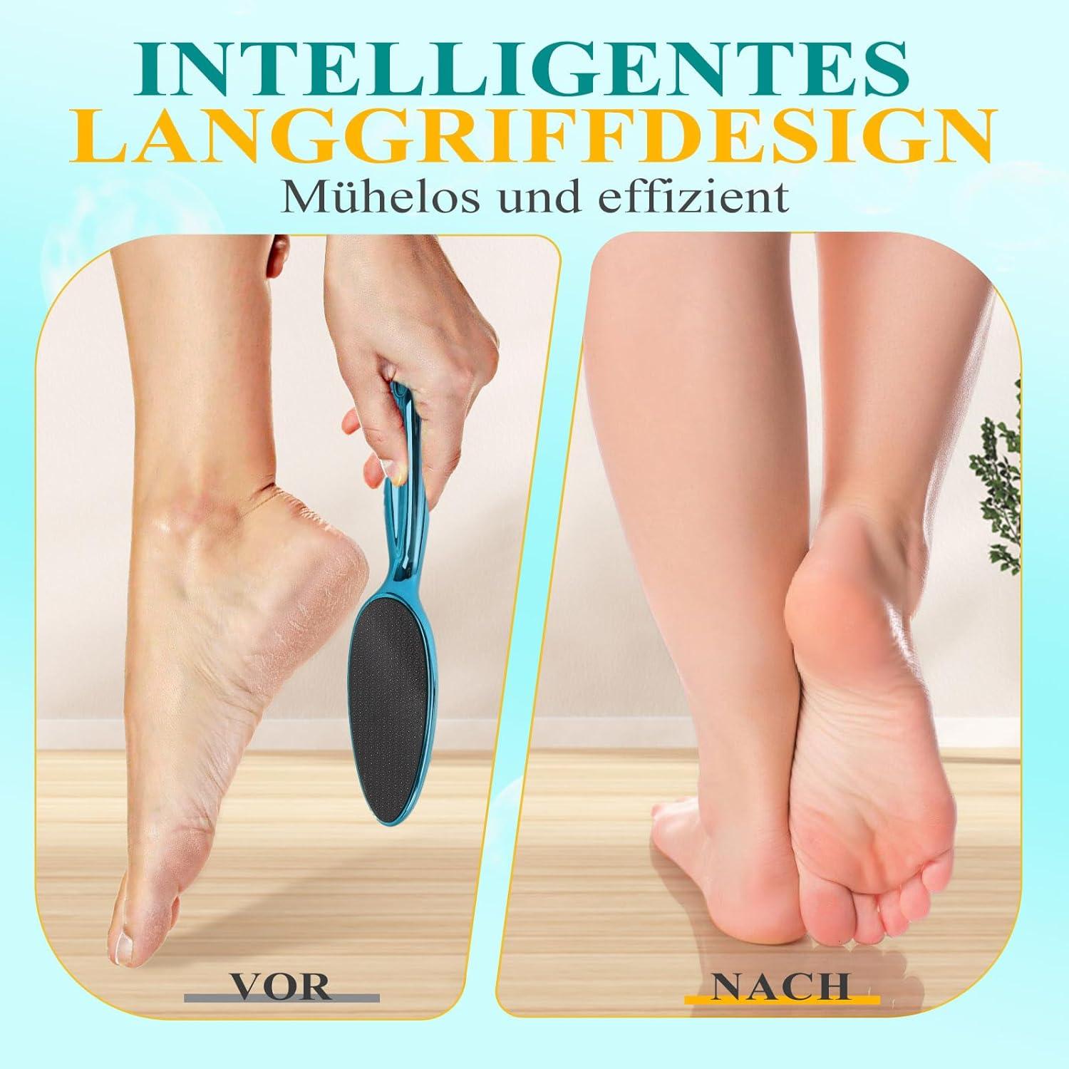 Nano Glas Hornhautentferner für sanfte Fußpflege mit Langgriff, nass & trocken - effektiver als Bimsstein