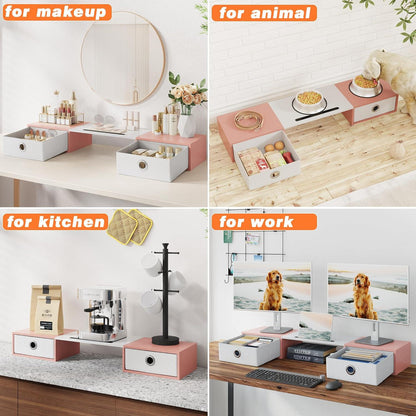 Monitorständer mit Schublade - Monitor Erhöhung für 2 Monitore 92cm Stand