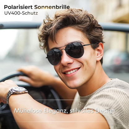 Piloten Sonnenbrille Herren Damen Polarisiert Metall Retro UV400