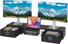 Monitorständer mit Schublade für 2 Monitore - Schwarz