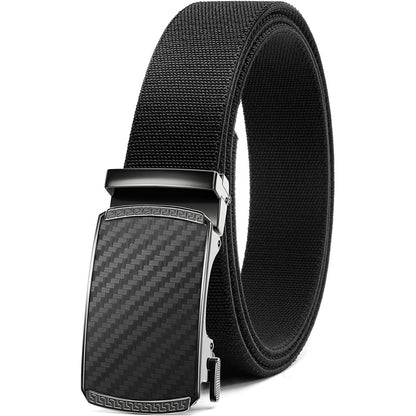Herren Stretch Gürtel ohne Löcher, 35mm Arbeitsgürtel mit Karbonfaser-Optik