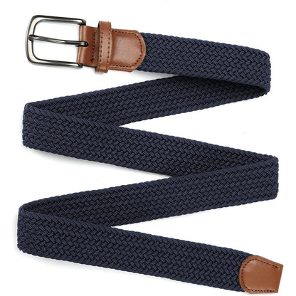 Elastischer Flechtgürtel Herren, Stretch Stoff, lochfrei, Blau 95-100cm