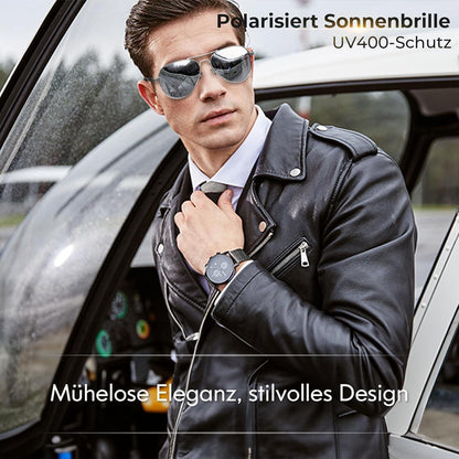 Piloten Sonnenbrille Herren Damen Polarisiert Metall Retro UV400