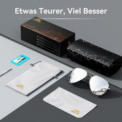 Piloten Sonnenbrille Herren Damen Polarisiert Metall Retro UV400