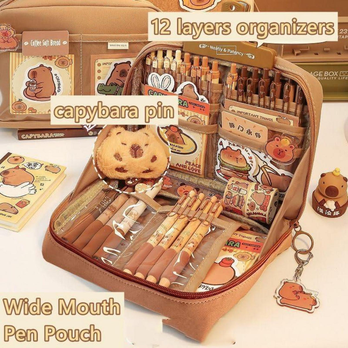 Capybara Schreibwaren Set 54tlg. | Federmäppchen Geschenkset Kinder