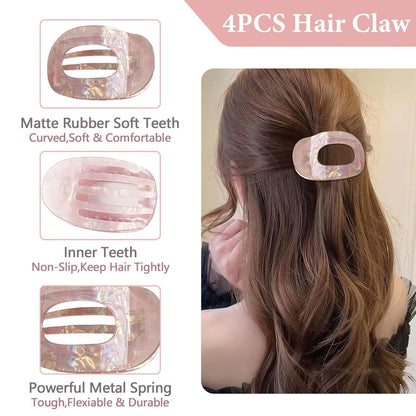 4er Set Acetat Flache Haarklammern in Bonbonfarben - Dickes und dünnes