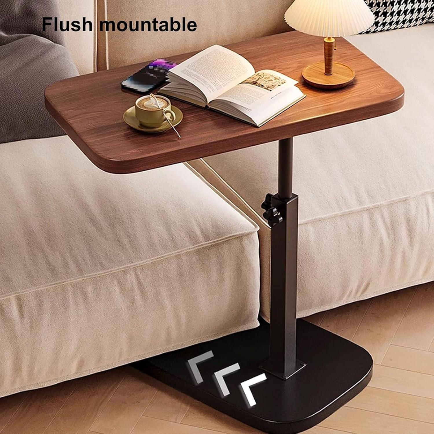 Beistelltisch Holz C-Form höhenverstellbar Couchtisch Wohnzimmer - Walnuss