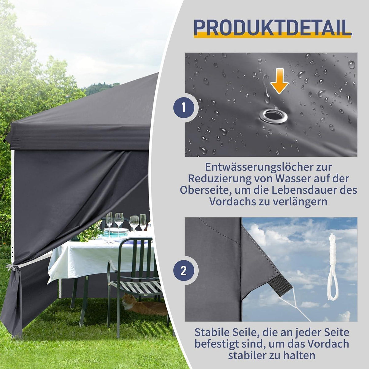 3x3m Faltpavillon wasserdicht mit 4 Seitenwänden