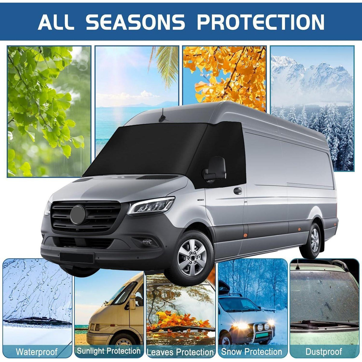 Frontscheibenabdeckung Ford Transit Custom 2012-2024, Schwarz