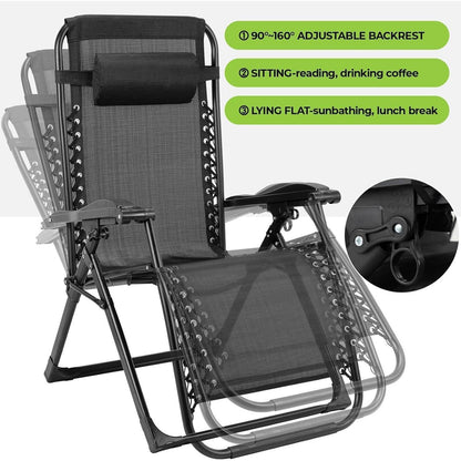 TLGREEN Sonnenliege klappbar mit Kissen Schwarz 160kg
