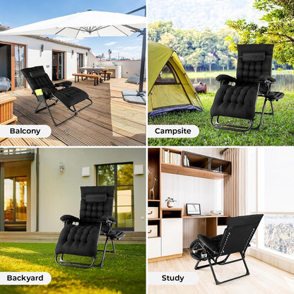 TLGREEN Sonnenliege klappbar mit Kissen Schwarz 160kg