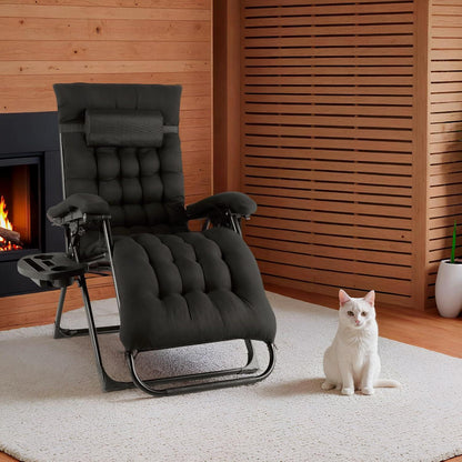TLGREEN Sonnenliege klappbar mit Kissen Schwarz 160kg
