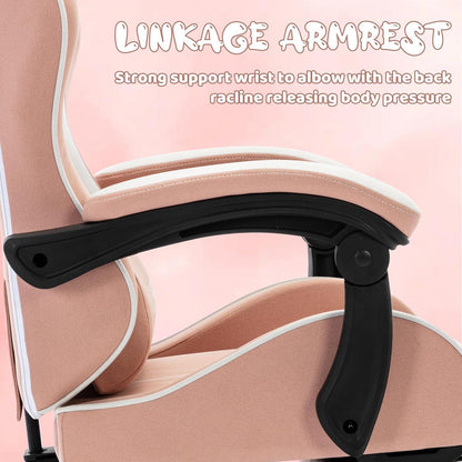 NSMAZXO Gaming Stuhl Bürostuhl Ergonomisch Rosa Fußstütze Lendenkissen 130kg