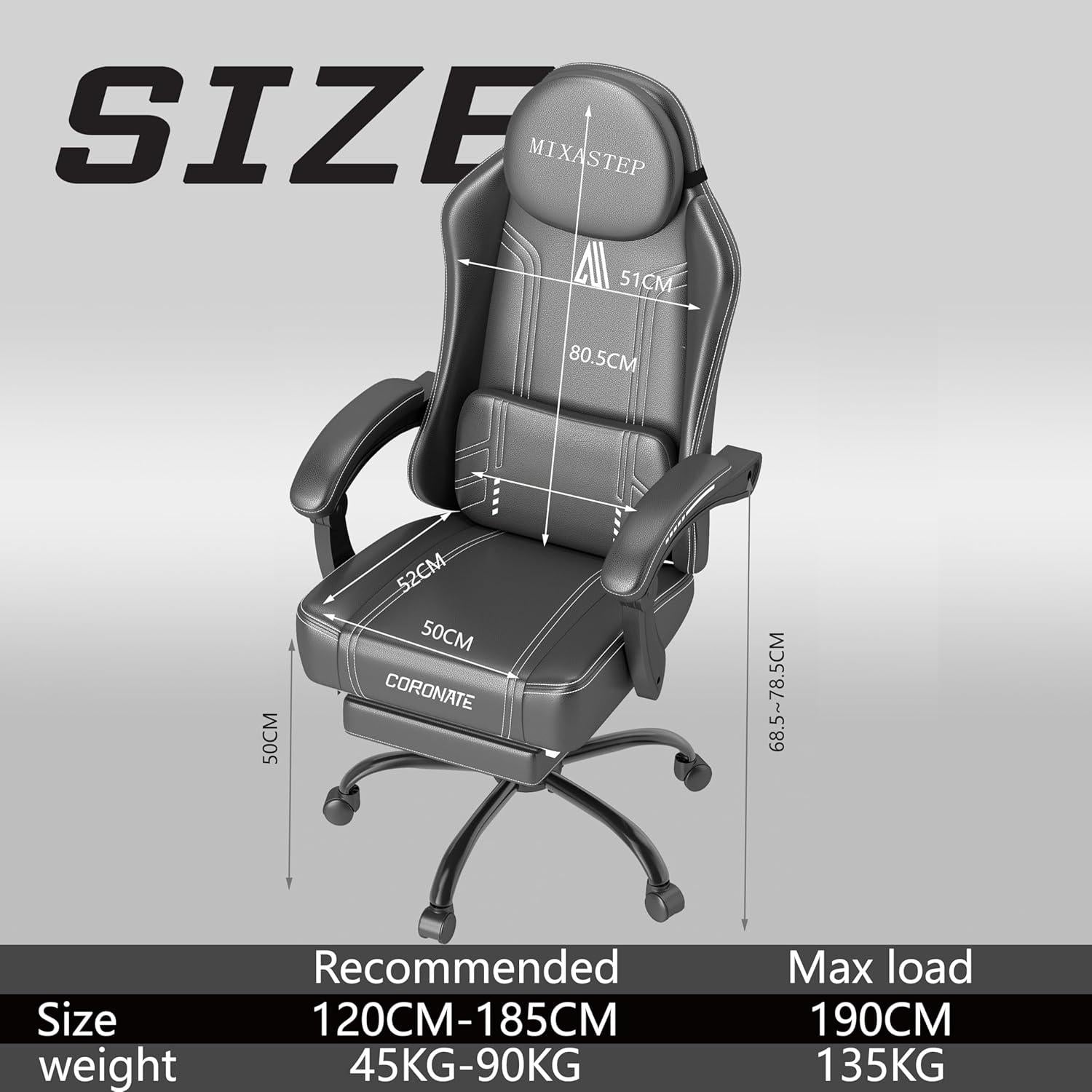 Ergonomischer Gaming Stuhl mit Verstellbarer Rückenlehne